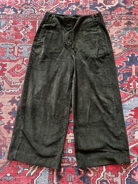 Poetry Wide-Leg Corduroy Pants in Dark Olive